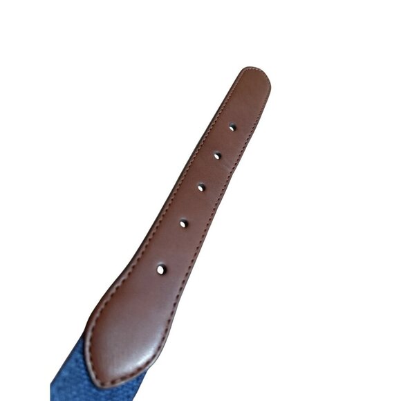 Tommy Bahama Navy Canvas Belt With Leather Trim & Bow Tie Embroidery Small - Picture 3 of 5